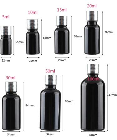 Tianzd 30ml Gloss Black Glass Bottles - 4 Pack with Sealed Stopper & Silver Cap | Perfect for Essential Oils Fragrance & Aromatherapy - International Shipping Available - Buy Online on GoSupps.com