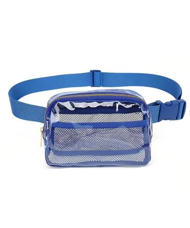 Belt bag transparent waterproof for women men for training festival games travel and concerts blue small clear blue