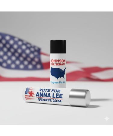 Custom Political Campaign Lip Balm - Vote for Candidate Election Giveaways - Bulk Promotional Items for Congress Senate Mayor Campaigns - Buy Online on GoSupps.com