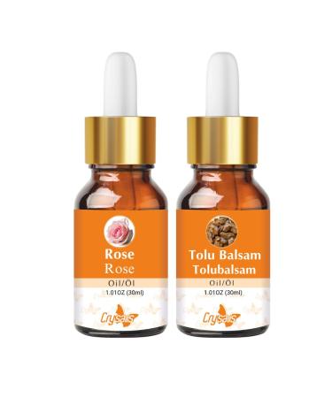 CRYSALIS Crysalis Oil Combo: Rose (Rosa damascena) - 30 ml/1.01 Fl oz & Tolu Balm (Myroxylon Balsamum) Oil - 30 ml/1.01 Fl oz