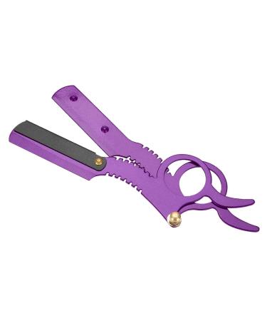 Vintage Classic Barber Razor - Professional Hairdresser Razor with Easy Blade Replacement - Purple - Buy Online on GoSupps.com