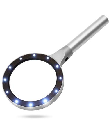 Magnifiers Handheld HD Magnifier with LED Light 10x Old Man Reading Optical Magnifier Enlarged Mirror Reading Aids