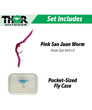Thor Outdoor San Juan Worm Trout Fly Fishing Set, 6 Pc Beaded Pink #14 Hook - Ideal for Panfish and Trout - Buy Online on GoSupps.com