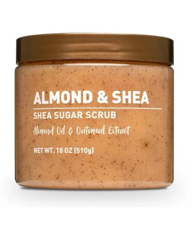 Almond & Shea Sugar Body Scrub with Almond Oil and Oatmeal Extract 18 oz