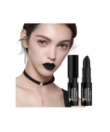 Black lipstick matt with waterproof long-lived high pigmented non-stick-cup dark color lips make-up unit size black