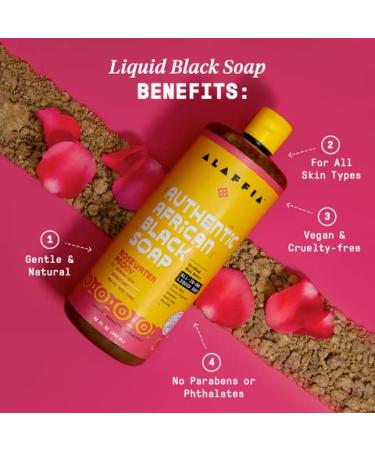 Alaffia African Black Soap with Rosewater Peony 32 Fl Oz - Authentic All-in-One Formula - Buy Online on GoSupps.com