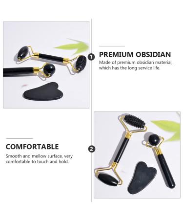 Beaupretty Obsidian Face Massager Set - 2pcs Facial Roller & Miss Horns Beauty Tool for Glowing Skin - Buy Online on GoSupps.com