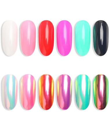 Buy Amoyeric Glitter Holographic Rainbow Nail Art Powder Mirror Pigment with Mini Brush for Stunning Nail Designs | International Shipping Available - Buy Online on GoSupps.com
