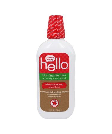 Hello Products - Kids Fluoride Rinse Mouthwash Wild Strawberry - 16 fl. oz. (372706)