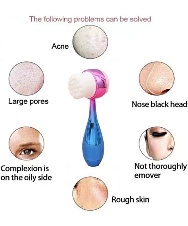 Buy 2 in 1 Double-Sided Facial Cleansing Brush - Soft Bristles in Electroplated Pink-Blue | International Shipping - Buy Online on GoSupps.com