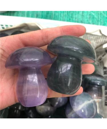 Home Decoration Natural Quartz Mushroom Shape Crystal Carving Angel Aura Crystal Carved Mushroom for Decoration Stones Chain Strap (Color : Fluorite 5-6cm Size : 1 pcs) 1 pcs Fluorite 5-6cm