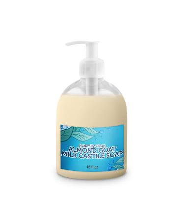 Almond Goat Milk Pure Castile Liquid Soap for Face Hand & Body Wash-Non-GMO Made in USA All Skin Types Dry & Sensitive Skin 16 oz