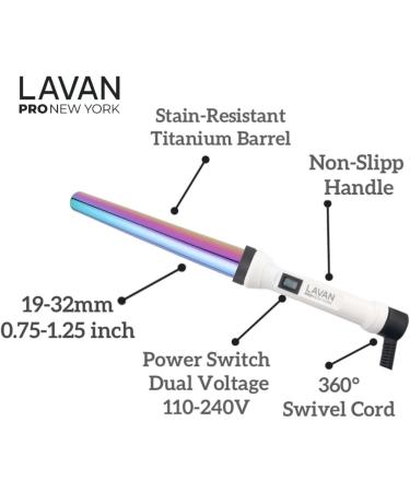 Professional Titanium Curling Wand 0.75-1.25 Inch | Rainbow Ceramic Iron for Frizz-Free Beach Waves | Durable Hot Tool with Glove - Buy Online on GoSupps.com