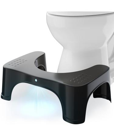 Squatty Potty Eclipse Toilet Stool With Motion and Activated Night Light, Black, 7 Inch