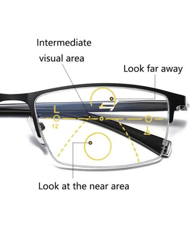 Dibako Transition Photochrome Reading Glasses - Progressive Multifocal Unisex Anti-Blue Light Half Frame (+2.00) - Buy Online on GoSupps.com