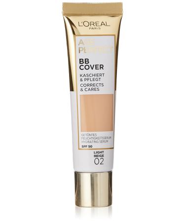 L'Or al Paris Age Perfect BB Cream 02 Light Beige light-weight Infused with hydrating serum Vitamin B3 SPF 50 02 Light Beige 30 ml (Pack of 1)