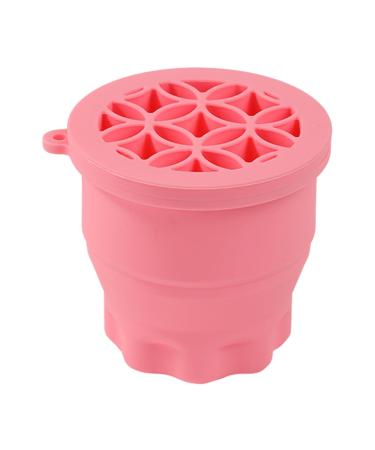 Makeup Brush Cleaning Cup Foldable Makeup Brush Cleaner Silicone Beauty Tools Portable Makeup Brush Cleaning Mat for All Size Beauty Makeup Brushes (Pink)