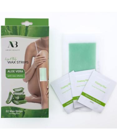 Amira Beauty Aloe Vera Infused Body Waxing Strips - 64 Count Kit for Hair Removal on Legs, Arms, and Underarms - Buy Online on GoSupps.com