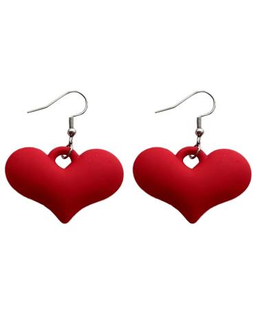 Feyley earrings fashion acrylic heart charm earrings temperament dangle earrings simple pendant earring party jewelry charm earring red