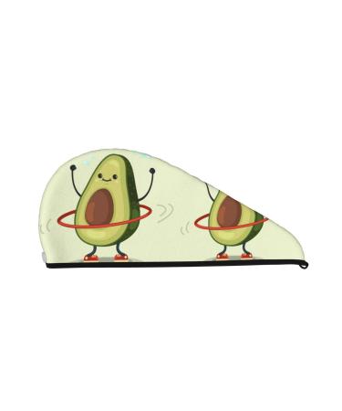 Cartoon avocado Microfiber Hair Towel Soft Super Absorbent Hair Towel Wrap for Women Coral Velvet Quick Dry Hair Cap for Long Curly and Thick Hair