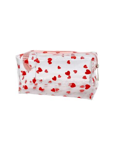 JIHUOO Clear PVC Travel Cosmetic Bag Toiletry Bag Wash Bag Cosmetic Bag Toiletry Bag for Women Girls Heart