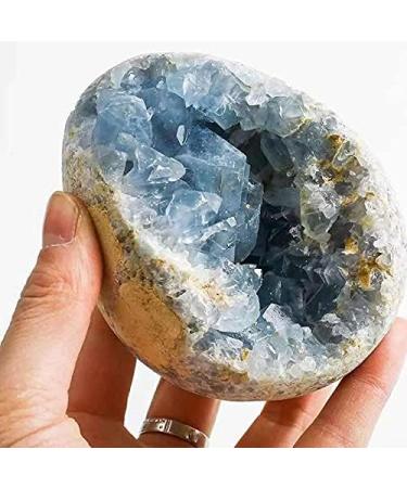 1pc 700g-800g Natural Blue Celestite Cluster Crystal Geode Specimen for Decoration Raw Stones and Minerals Full of Texture - Buy Online on GoSupps.com