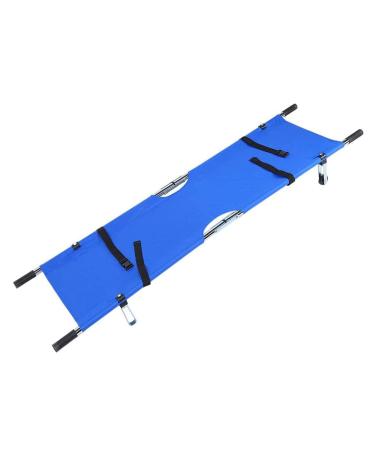 Reinforced Folding Stretcher Dirt Resistant Medical Emergency Stretcher with Wheels First Aid Teaching Equipment Patient Mover (Blue)