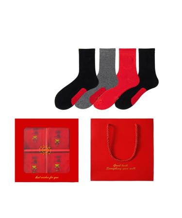 Chinese New Year Red Socks Men's Cotton Socks Sports Socks 2022 Spring Festival Good Luck Socks 4 Pairs (Color : Style 5 Size : 39-44) 39-44 Style 5