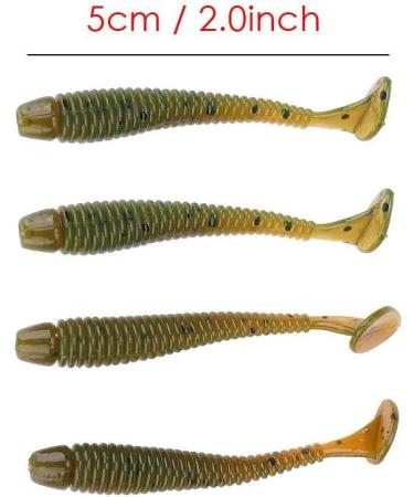 50-Piece Soft Fishing Bait Set - T-Tail Grub Worms for Saltwater & Freshwater - 9 Colors Available - Buy Online on GoSupps.com