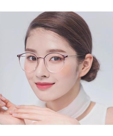 Fashion Oversized Round TR Reading Glasses for Women | 3.5x Blue Light Blocking & Anti Eyestrain in Purple - Shop Internationally - Buy Online on GoSupps.com