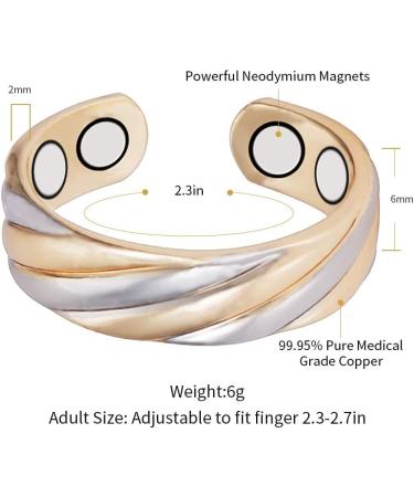 EnerMagiX 3500 Gauss Tri Tone Magnetic Copper Ring for Women/Men - Adjustable Size, 99.95% Copper, 4 Magnets - Women's Day Gift (CPR-0131 0949) - Buy Online on GoSupps.com