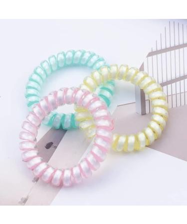 Monsper Luminous Hair Tie Set 8 Pack Mixed Color Ponytail Holders for Women and Girls - Elastic Coil Hair Ties Phone Cords - White - Buy Online on GoSupps.com