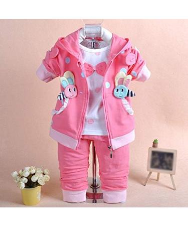 Yao Baby Girls 3 Piece Set - T Shirt, Vest, Pants (2-3 Years) Hot Pink - Buy Online on GoSupps.com