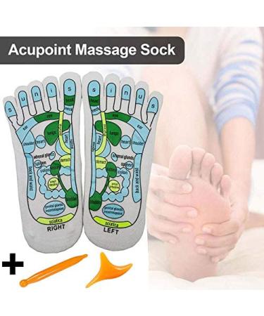Acupressure Reflexology Socks with Massage Tools - Relieve Tired Feet | White Physiotherapy Socks - Buy Online on GoSupps.com