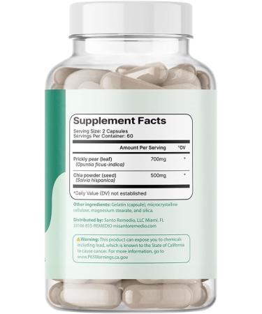 Santo Remedio Super Nopal Cactus Capsules with Chia Prickly Pear Supplement Gluten Free Non-GMO No Added Sugar 120 Capsules (60 Servings) Wellness Support Gift for Family - Buy Online on GoSupps.com