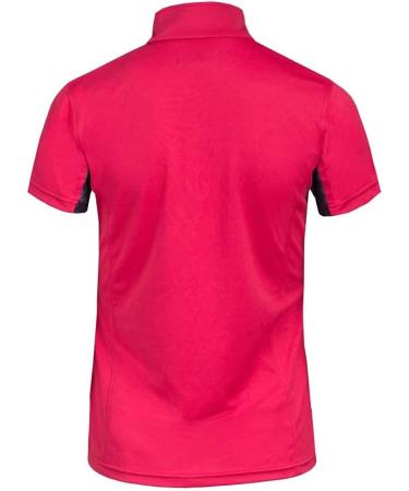 Horze Kids' Short Sleeved Equestrian Sun Shirt - Pink/Peacoat Dark Blue - XL (EU 158-164) | Moisture-Wicking, UV Protection, Mesh Under-Sleeves - Buy Online on GoSupps.com