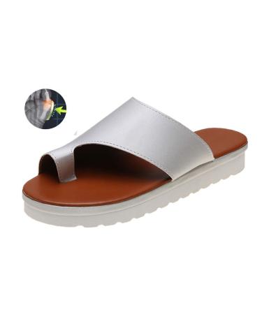 Comfortable platform sandals for women orthopedic shoes PU leather flat sole large toe foot correction sandals orthopedic bale toze correction women beach travel wedge shoes sil