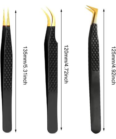 SIVONO 3-Pack Eyelash Tweezers - High Precision Curved Design for Easy Application & Attachment - Buy Online on GoSupps.com
