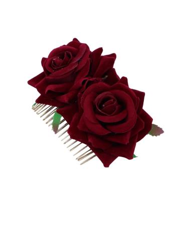 FRCOLOR Red Rose Garland Floral Hair Accessories Bridal Hair Pieces Floral Hair Comb Rose Hair Accessories Rose Flower Comb Fork Comb Wreath Wedding Headgear Flower Hair Accessories medium As Shown