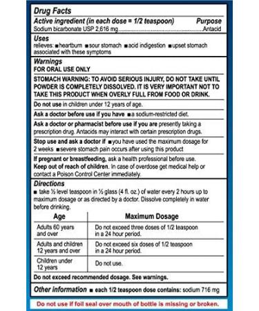De La Cruz Pure Sodium Bicarbonate - Aluminum Free USP Grade Baking Soda for Heartburn - 8 oz - Buy Online on GoSupps.com