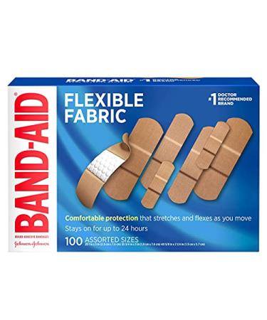 Band Aid Flexible Fabric Bandages - 100 Ct Assorted Sizes for Wound Care & First Aid - Buy Online on GoSupps.com