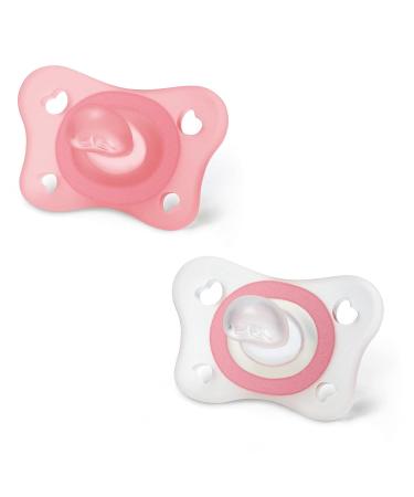 Chicco MINI SOFT Pink 100% Silicone Pacifiers for 2-6 Months - Set of 2 | Multicolored | International Shipping Available - Buy Online on GoSupps.com