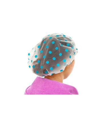 4 Pack Girls Polka Dots Thicken Shower Cap Waterproof Shower Hat Elastic Band Cosmetic Care Bath Cap Keeps Color Off of Hair Kept Hair Dry Kitchen Cap (Blue Polka Dots)