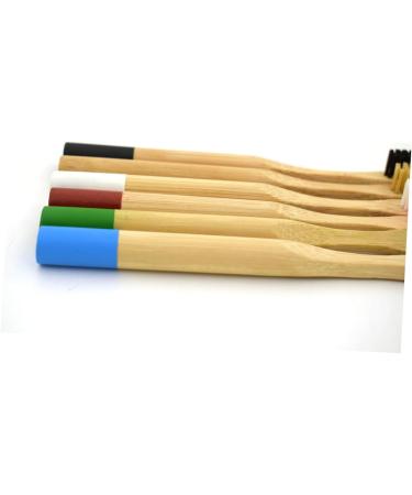Eco-Friendly Wooden Toothbrush with Round Handle - Blue Bristles | 1 Pack - Ideal for Sustainable Oral Care - Buy Online on GoSupps.com