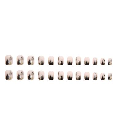 24 Pcs Short Full Cover Press on Nails with Cute Designs - Nude Pink Square False Nails for Women - Glossy Acrylic Fake Nails for Nail Art - Buy Online on GoSupps.com