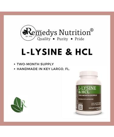 Remedy's nutrition L-Lysine HCL | 1 000 mg 60 Vegan Capsule Amino Acid Dietary Supplement | Two Month Supply - Buy Online on GoSupps.com