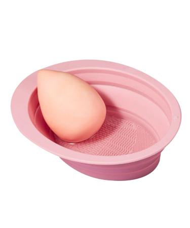 Ditanpu Make Up Brush Cleaner | Foldable Scrubber Bowl for Make Up Brushes Washing Tool For Makeup Sponge Powder Puff Cleaning Cosmetics Accessories Pink