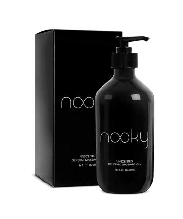 Nooky Massage Oil with Fractionated Coconut Oil for Massaging 16 Ounce (Unscented)
