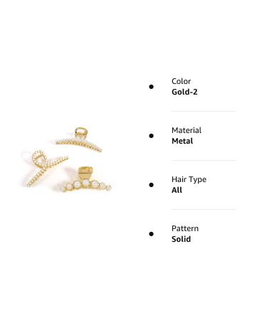 Gold Pearl Hair Clips for Women and Girls - Large Jumbo Claw Clip for Thick Hair - Metal Hair Accessory - Buy Online on GoSupps.com