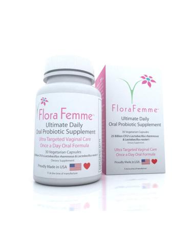 FLORAFEMME Ultimate Daily Oral Probiotic Supplement - Support Urinary Tract & Vaginal Health - Eliminate Vaginal Odor Balance pH & Restore Proper Gut & Vaginal Flora - Ultra Potent Women's Blend